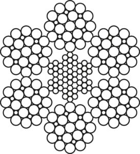 Канат д.18мм, 6x25F-IWRC (1-6-6F-12), м.гр. 1770, цинк клас B, праве хрестове sZ (для підйомно-транспортних машин)